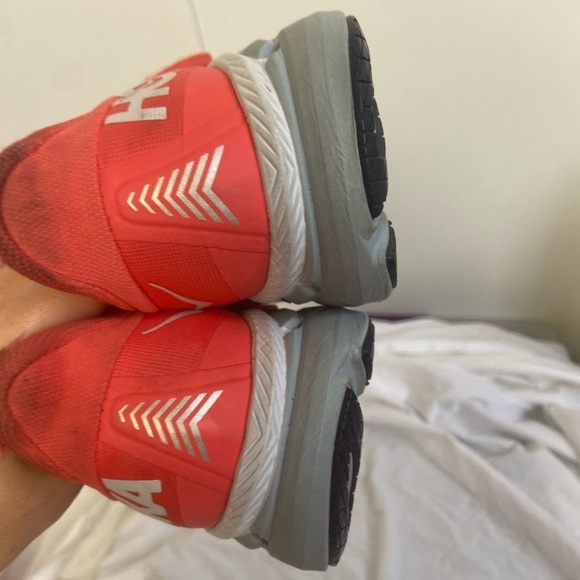 Hoka One One Clifton Lace-up Sneakers Red Fiesta Mesh US Size 8 - Picture 12 of 15